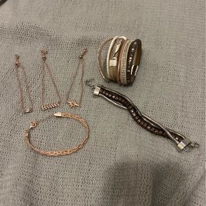 Bundle of rose gold bracelets